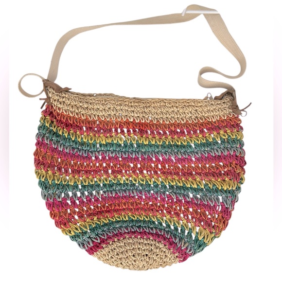 Vintage Rainbow Woven Straw Hobo Bag - Picture 3 of 11